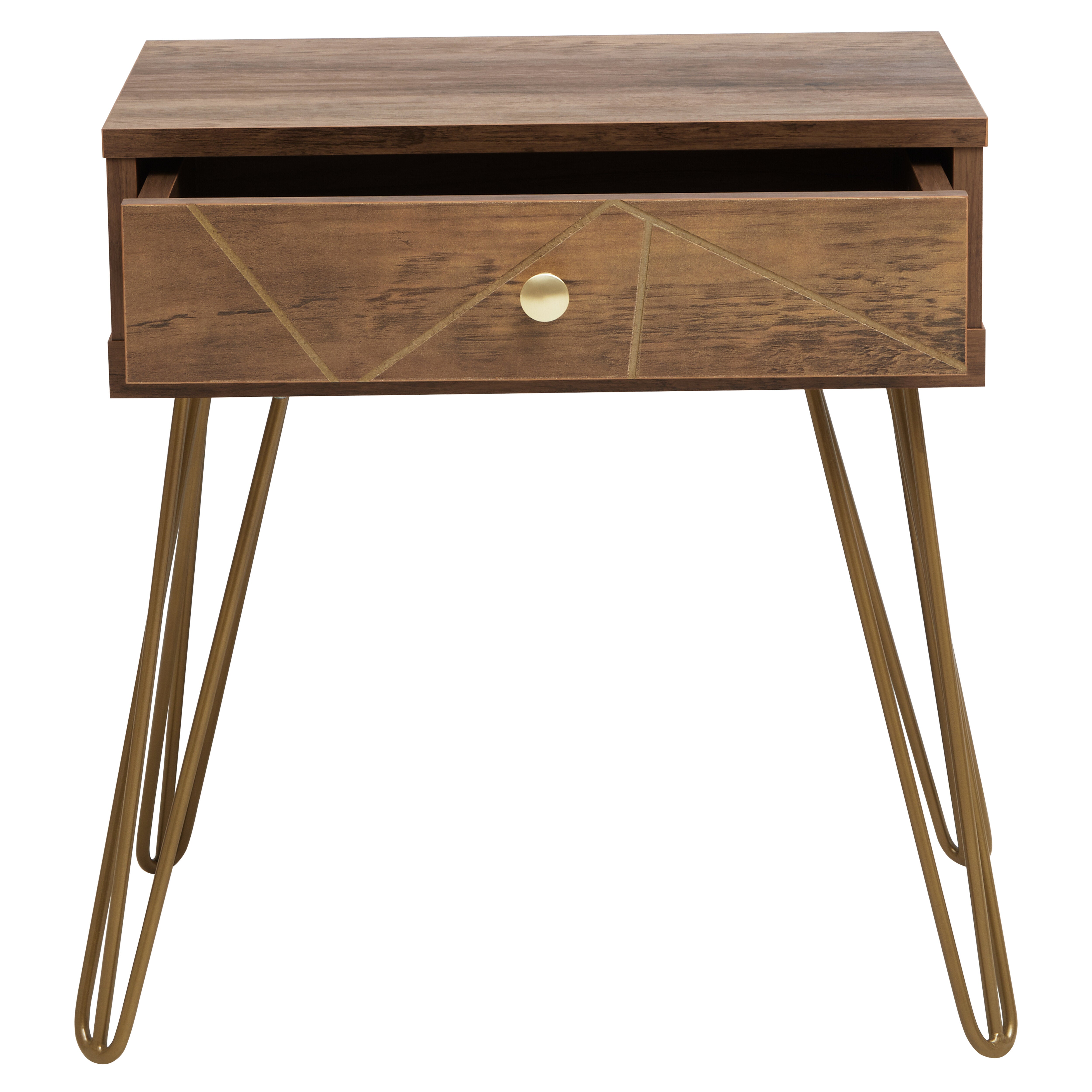 Ophelia Brown Wood & Gold Side Table